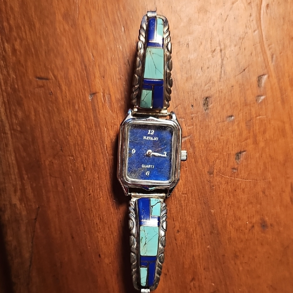Navajo Brand Lapis And Turquoise Watch
